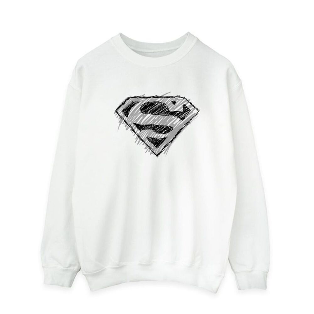 DC Comics Mens Superman Logo Sketch Sweatshirt / White